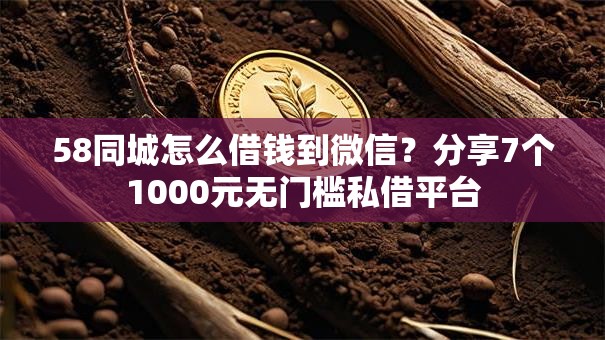 58同城怎么借钱到微信?分享7个1000元无门槛私借平台 58同城怎么借钱到微信?分享7个1000元无门槛私借平台