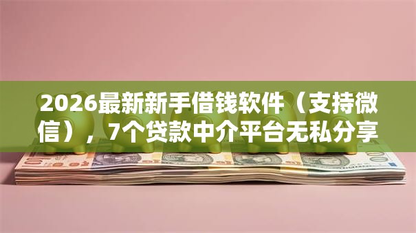 2026最新新手借钱软件（支持微信），7个贷款中介平台无私分享