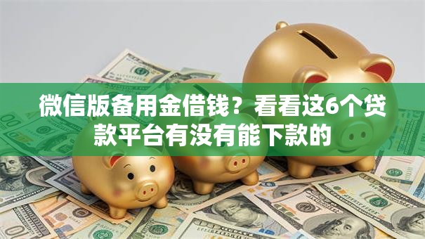 微信版备用金借钱？看看这6个贷款平台有没有能下款的