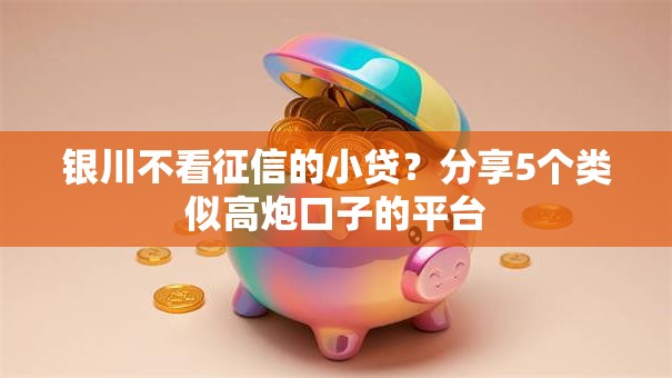 银川不看征信的小贷？分享5个类似高炮口子的平台