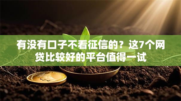 有没有口子不看征信的？这7个网贷比较好的平台值得一试