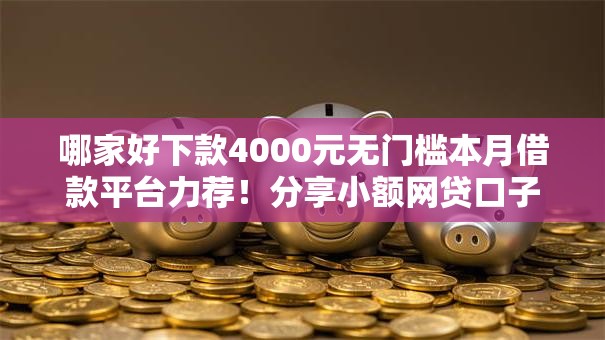 哪家好下款4000元无门槛本月借款平台力荐！分享小额网贷口子4000元无门槛借款