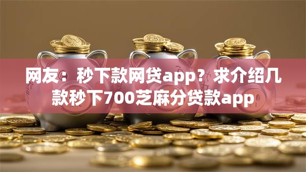 网友：秒下款网贷app？求介绍几款秒下700芝麻分贷款app