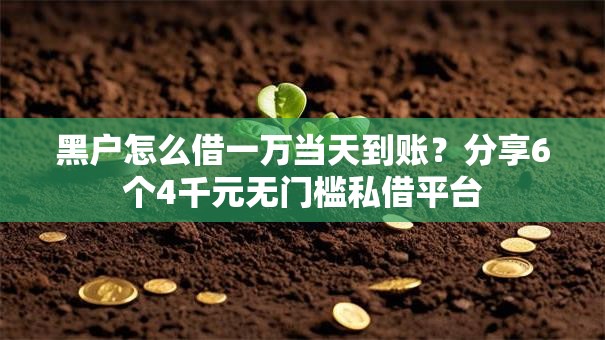 黑户怎么借一万当天到账？分享6个4千元无门槛私借平台