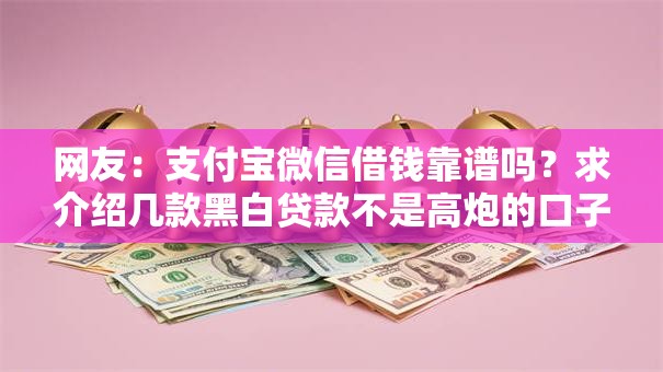 网友：支付宝微信借钱靠谱吗？求介绍几款黑白贷款不是高炮的口子
