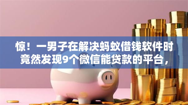 惊！一男子在解决蚂蚁借钱软件时竟然发现9个微信能贷款的平台，事后分享了出来