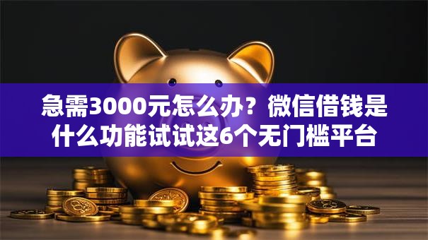 急需3000元怎么办？微信借钱是什么功能试试这6个无门槛平台