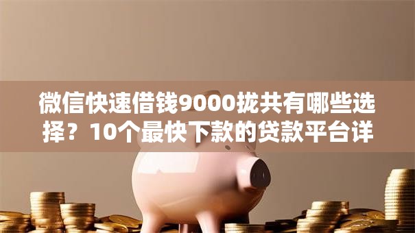 微信快速借钱9000拢共有哪些选择?10个最快下款的贷款平台详解 微信快速借钱9000拢共有哪些选择?10个最快下款的贷款平台详解