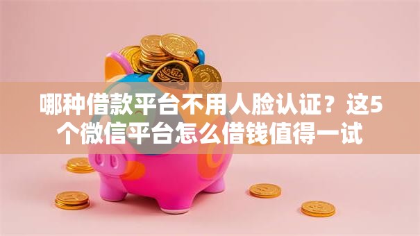 哪种借款平台不用人脸认证？这5个微信平台怎么借钱值得一试