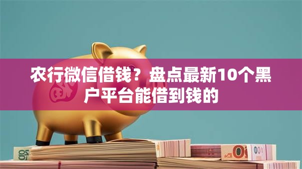 农行微信借钱？盘点最新10个黑户平台能借到钱的