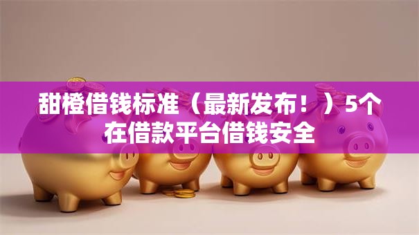 甜橙借钱标准（最新发布！）5个在借款平台借钱安全