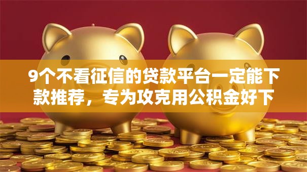 9个不看征信的贷款平台一定能下款推荐，专为攻克用公积金好下款的网贷难题