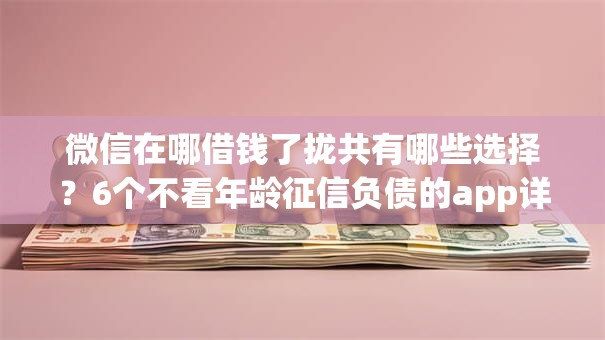 微信在哪借钱了拢共有哪些选择？6个不看年龄征信负债的app详解