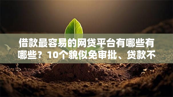 借款最容易的网贷平台有哪些有哪些？10个貌似免审批、贷款不看信用的借钱软件合集