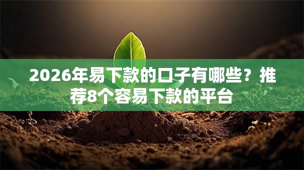 2026年易下款的口子有哪些？推荐8个容易下款的平台