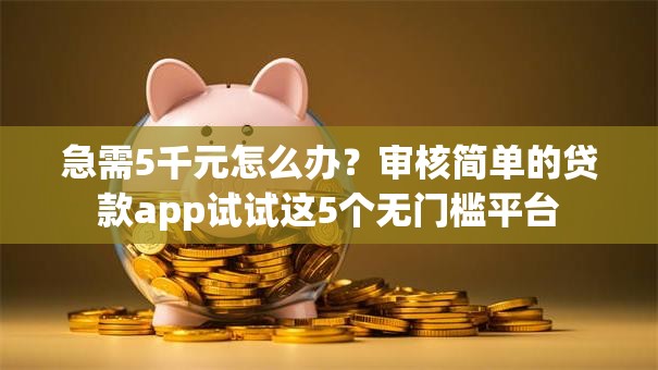 急需5千元怎么办？审核简单的贷款app试试这5个无门槛平台