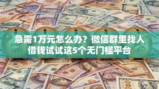急需1万元怎么办？微信群里找人借钱试试这5个无门槛平台