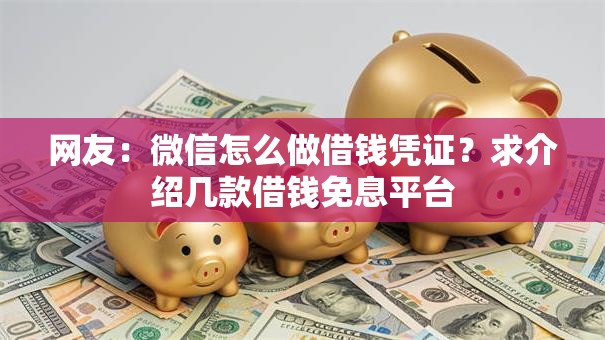 网友：微信怎么做借钱凭证？求介绍几款借钱免息平台