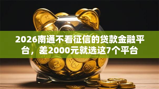 2026南通不看征信的贷款金融平台，差2000元就选这7个平台