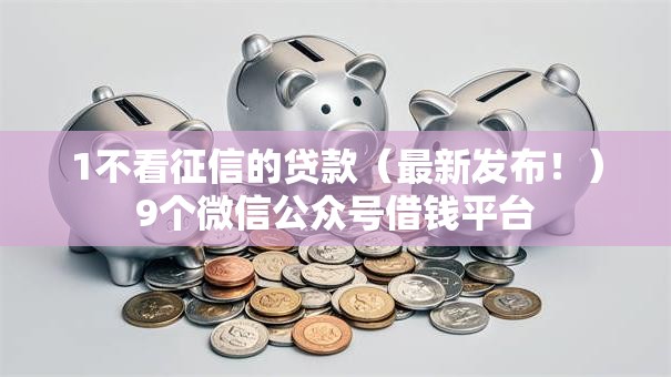 1不看征信的贷款（最新发布！）9个微信公众号借钱平台