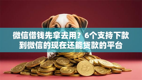 微信借钱先拿去用？6个支持下款到微信的现在还能贷款的平台