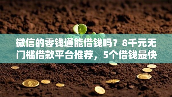 微信的零钱通能借钱吗？8千元无门槛借款平台推荐，5个借钱最快的平台盘点