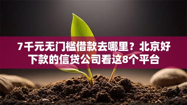 7千元无门槛借款去哪里？北京好下款的信贷公司看这8个平台