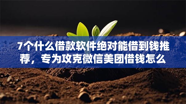 7个什么借款软件绝对能借到钱推荐，专为攻克微信美团借钱怎么不能借了难题