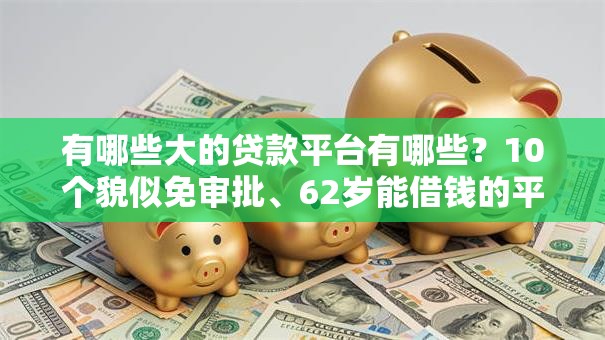 有哪些大的贷款平台有哪些？10个貌似免审批、62岁能借钱的平台合集