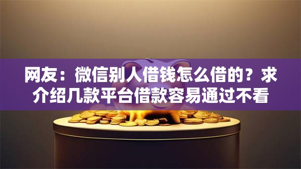 网友：微信别人借钱怎么借的？求介绍几款平台借款容易通过不看征信的