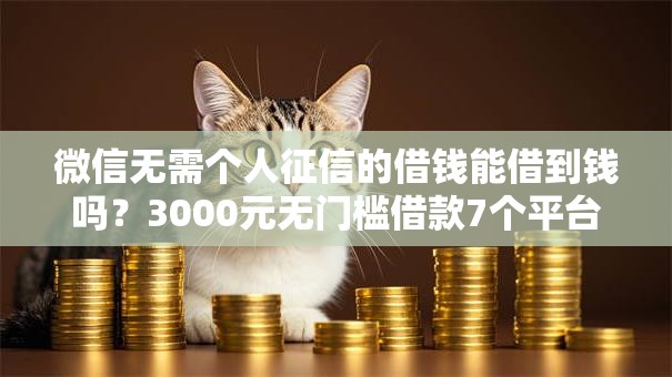微信无需个人征信的借钱能借到钱吗？3000元无门槛借款7个平台推荐