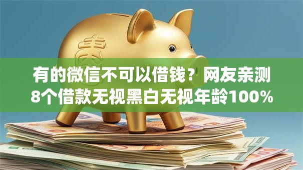 有的微信不可以借钱？网友亲测8个借款无视黑白无视年龄100%秒过app盘点