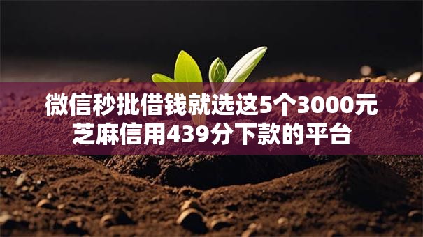 微信秒批借钱就选这5个3000元芝麻信用439分下款的平台