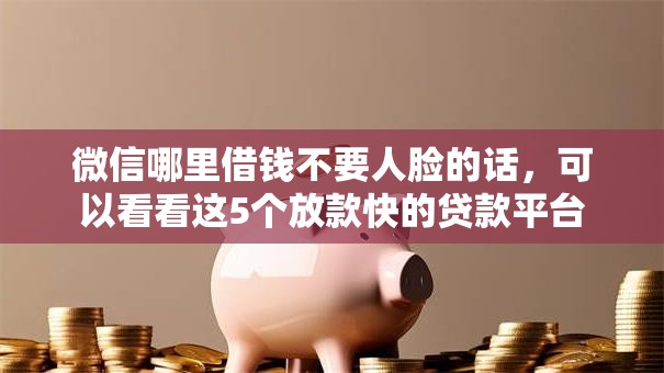 微信哪里借钱不要人脸的话，可以看看这5个放款快的贷款平台