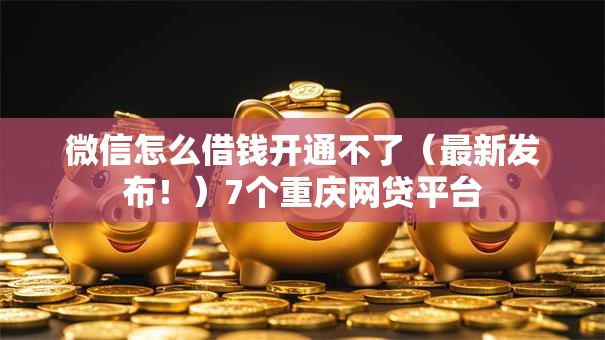 微信怎么借钱开通不了（最新发布！）7个重庆网贷平台
