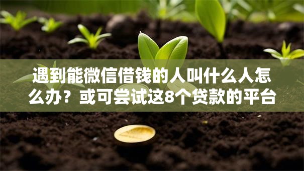 遇到能微信借钱的人叫什么人怎么办？或可尝试这8个贷款的平台