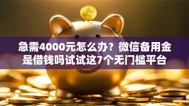 急需4000元怎么办？微信备用金是借钱吗试试这7个无门槛平台