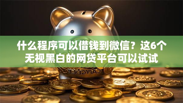 什么程序可以借钱到微信？这6个无视黑白的网贷平台可以试试