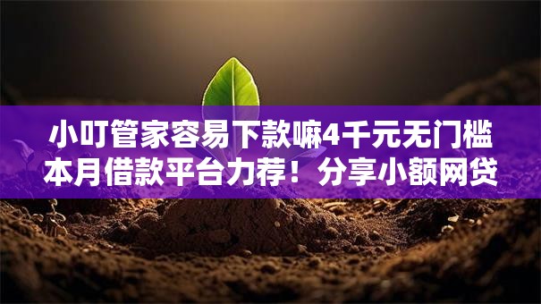 小叮管家容易下款嘛4千元无门槛本月借款平台力荐！分享小额网贷口子4千元无门槛借款