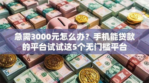 急需3000元怎么办？手机能贷款的平台试试这5个无门槛平台