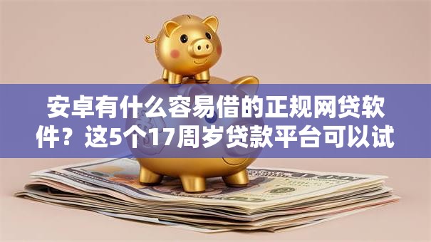 安卓有什么容易借的正规网贷软件？这5个17周岁贷款平台可以试试