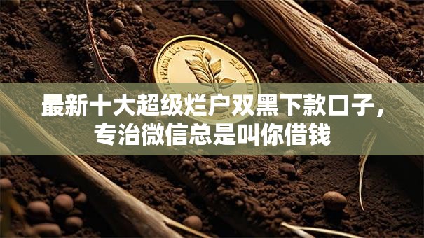 最新十大超级烂户双黑下款口子，专治微信总是叫你借钱
