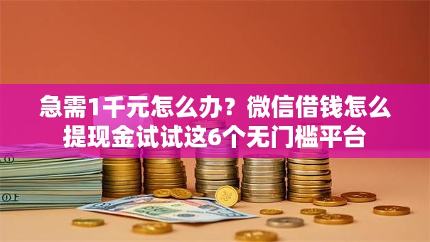 急需1千元怎么办？微信借钱怎么提现金试试这6个无门槛平台