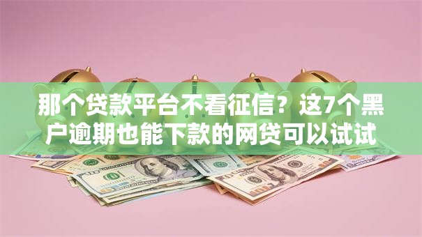 那个贷款平台不看征信？这7个黑户逾期也能下款的网贷可以试试