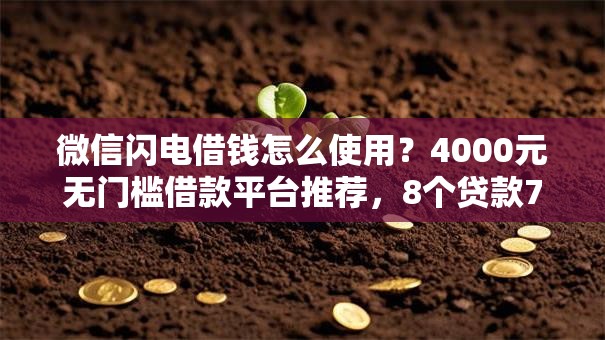 微信闪电借钱怎么使用？4000元无门槛借款平台推荐，8个贷款7天的平台盘点