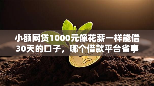 小额网贷1000元像花薪一样能借30天的口子，哪个借款平台省事好下款的5个平台介绍