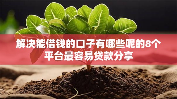 解决能借钱的口子有哪些呢的8个平台最容易贷款分享