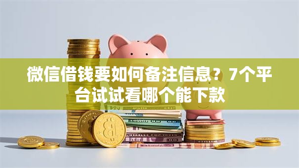微信借钱要如何备注信息？7个平台试试看哪个能下款