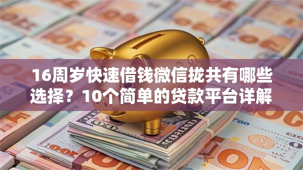 16周岁快速借钱微信拢共有哪些选择？10个简单的贷款平台详解