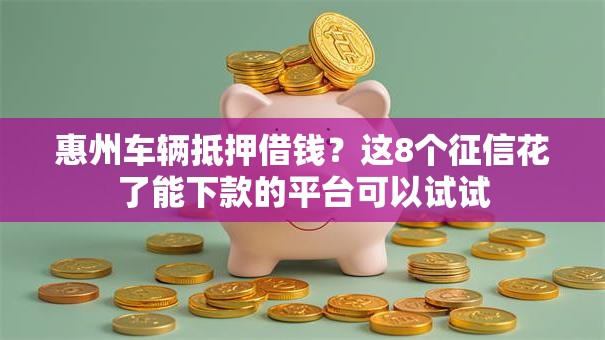 惠州车辆抵押借钱？这8个征信花了能下款的平台可以试试